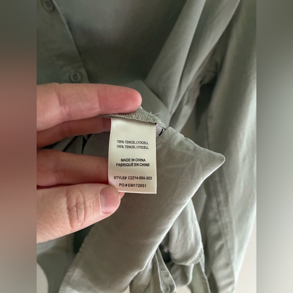 Cloth & Stone Sage Green Button Down Earthy Lagenlook Blouse Size Large - Picture 5 of 6
